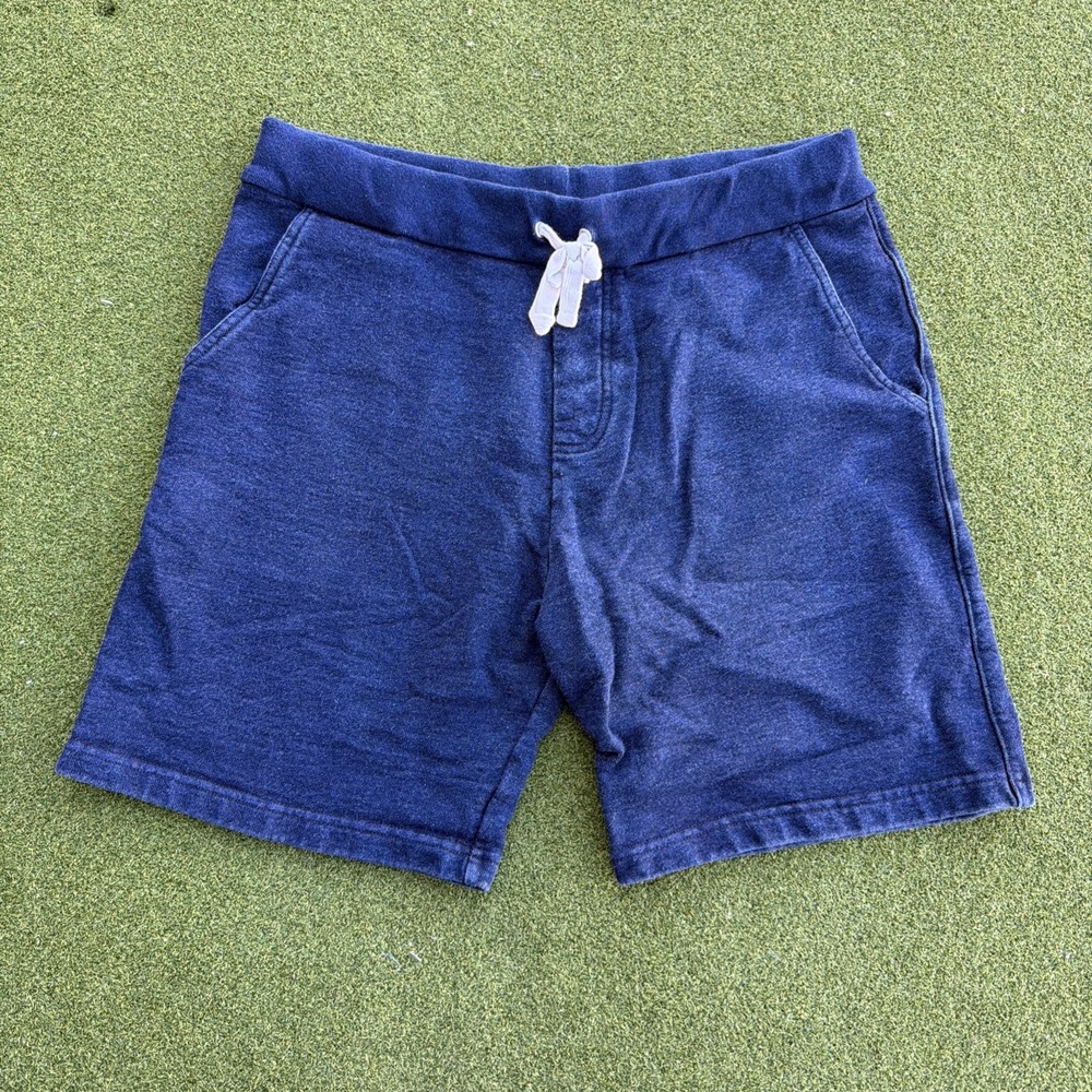 Gustin Shorts Mens Large Indigo Fleece Sweat Blue Drawstring